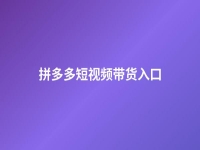 拼多多短視頻帶貨入口(拼多多電商視頻)